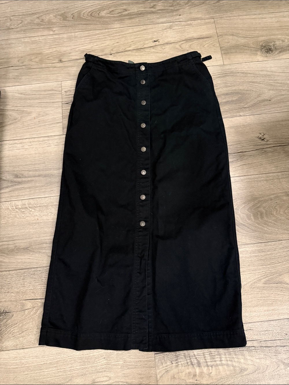 Vintage Ralph Lauren Black Denim Maxi Skirt Size 12 Button Front